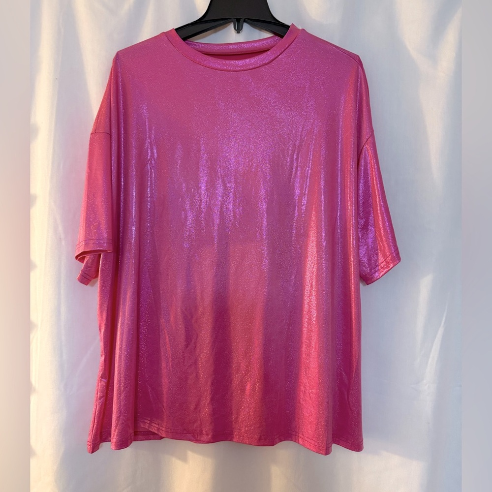 Shimmering Pink Oversized Short Sleeve Tee - NWOT